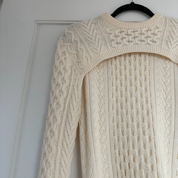 Rosie Assoulin Chunky Cable Knit Mini Dress In Ecru Sz Small Long Sleeves - Picture 6 of 9